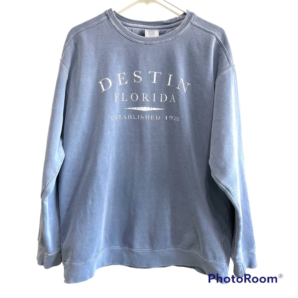 Destin Distressed Blue Souvenir Sweatshirt Size Large